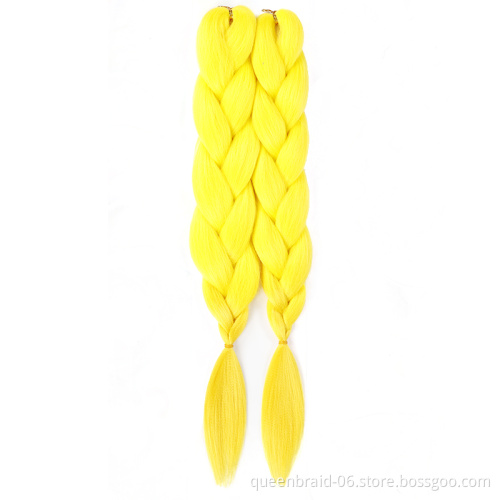 2 Pack Wholesale  Hot Sale Easy Braiding Hair  Pre Stretch Soft Yaki Synthetic Crochet Braid Hair Extension Stretched